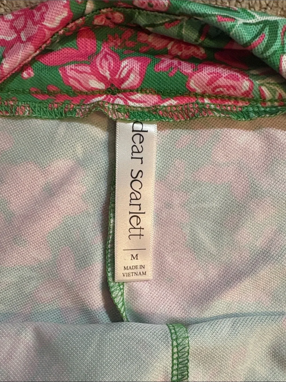 Dear Scarlet Green Floral A-Line Skort with Pink Bloom Print